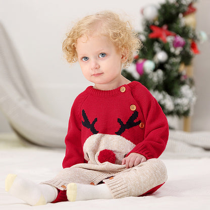 Kids Christmas Knitted Sweater – Holiday Reindeer Winter Pullover for Boys & Girls