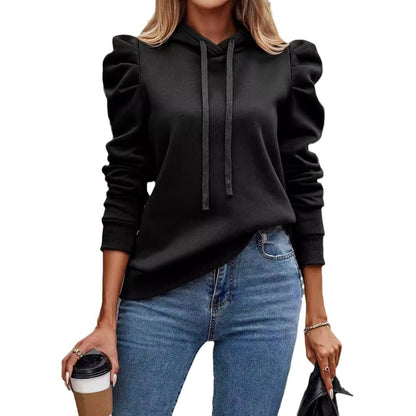 Women’s Casual Solid Color Long-Sleeve Pullover Hoodie
